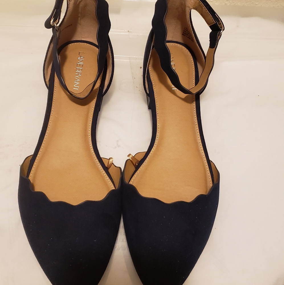 Lane Bryant Navy Heeled Flat with Strap